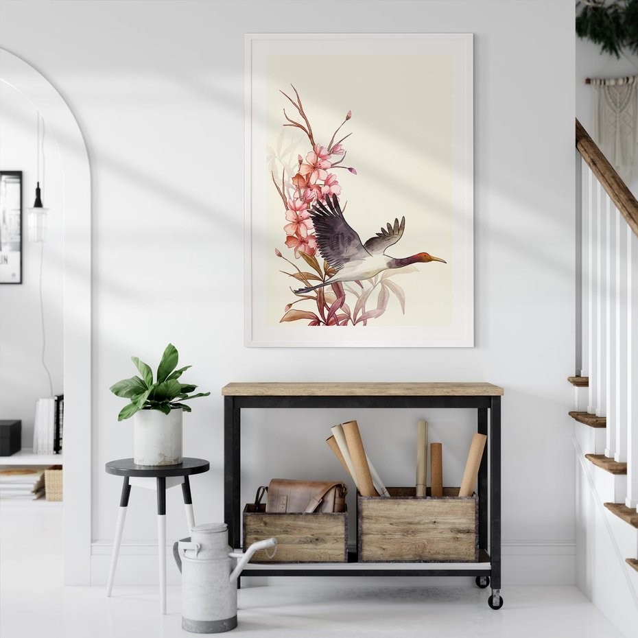 Plakat bez ramy 50x70 - Szept Japonii - japońska sztuka, ptak