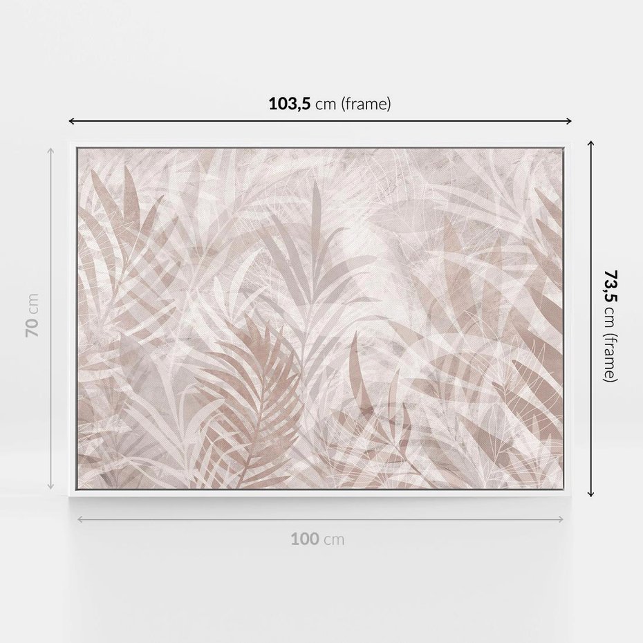 Obraz w ramie 100x70 - Pejzaż zaklętych uczuć - monochromatyczne, w odcieniach beżu - rama biała