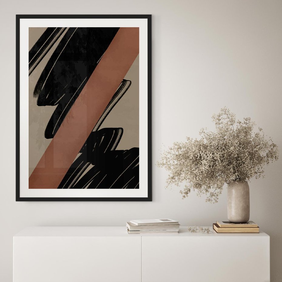 Plakat bez ramy 21x30 - Mroczne Refrakcje - abstrakcja, czarne splatane linie