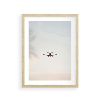Plakat w ramie 40x50 - W Powietrzu: Samolot na Niebie - samolot w przestworzach, samolot na niebie - rama drewno