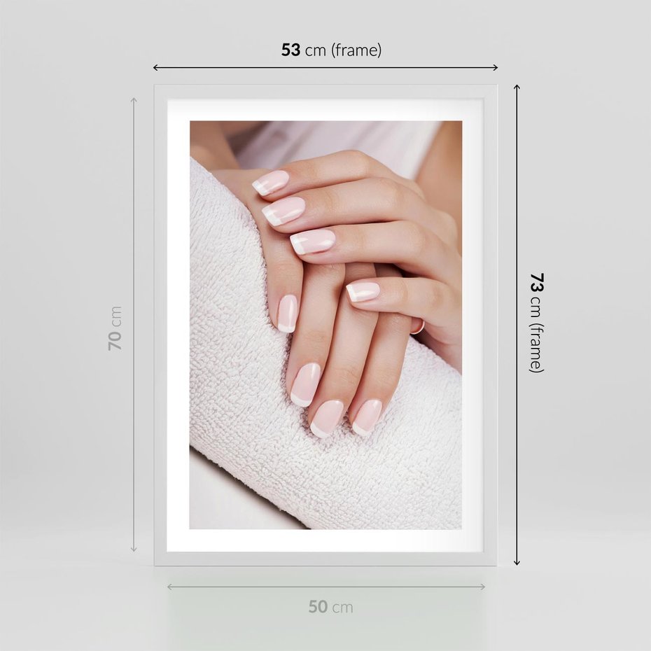 Plakat w ramie 50x70 - Piękno manicure - manicure, paznokcie - rama biała