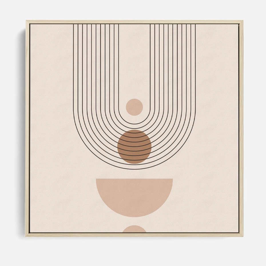 Obraz w ramie 80x80 - Strukturalne Kształty Postępu - boho plakat, minimalizm - rama drewno