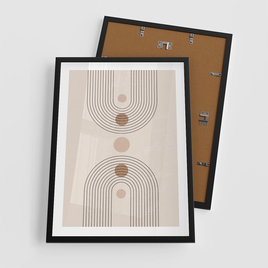 Plakat w ramie 50x70 - Zgeometryzowane Wizje - boho plakat, minimalizm - rama czarna