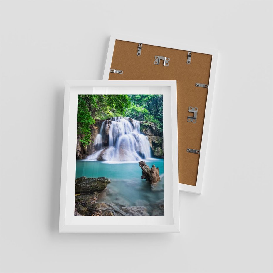Plakat w ramie 30x40 - Abstrakcyjna nowoczesność - wodospad, woda - rama biała