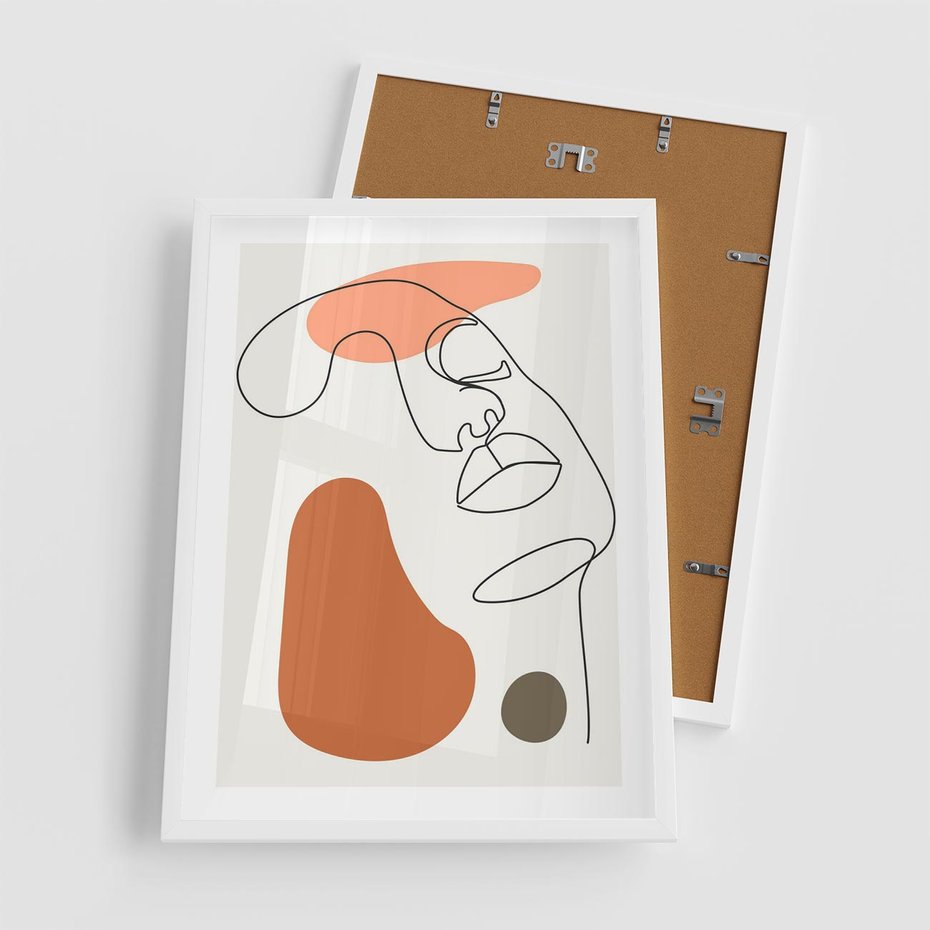 Plakat w ramie 50x70 - Twarz w Geometrycznym Stylu - nowoczesny obraz, grafika - rama biała