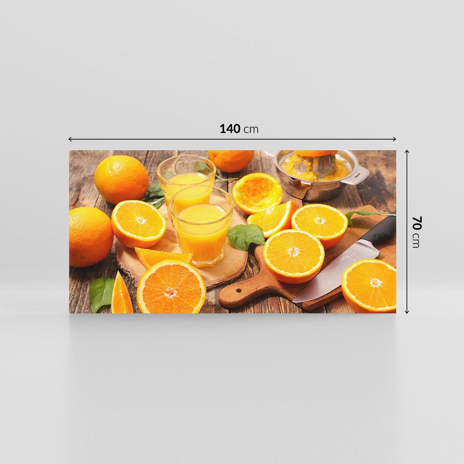 Obraz na płótnie 140x70 - Soczyste pomarańcze i soki - pomarańcze, soki