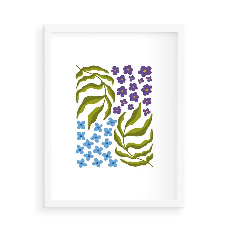 Plakat w ramie 50x70 - Księga Kształtów Bez Granic - kwiaty, sztuka nowoczesna - rama biała