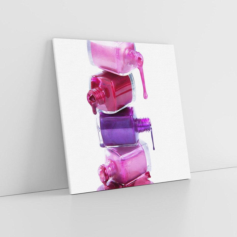 Obraz na płótnie 40x40 - Kolorowe Paznokcie - lakiery, do paznokci