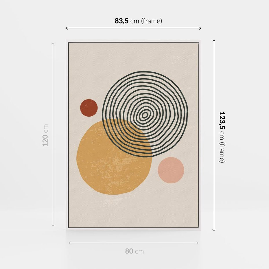 Obraz w ramie 80x120 - Boho Światło - abstrakcyjna sztuka, boho kształty - rama biała