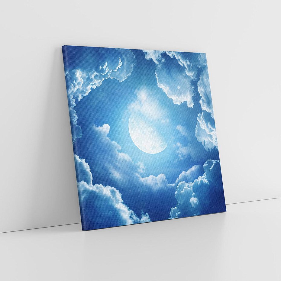 Obraz na płótnie 50x50 - Księżycowe Chmury - księżyc, chmury