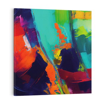 Obraz na płótnie 60x60 - Abstrakcyjne wizje czasu - żywe radosne kolory, plamy kolory