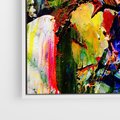 Obraz w ramie 80x80 - Szalejące ognie kolorów - abstrakcja, farby olejne - rama biała