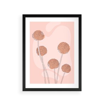 Plakat w ramie 40x50 - Rozkwitające Emocje - minimalistyczny plakat, pudrowe kwiaty - rama czarna
