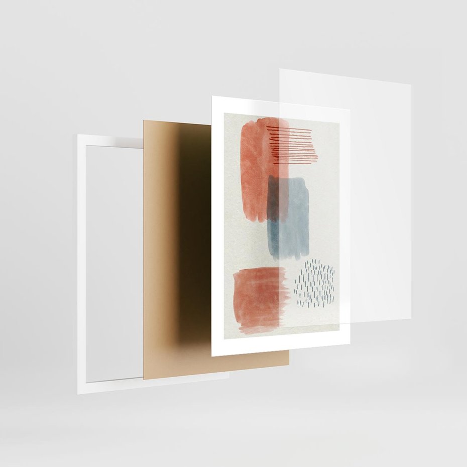 Plakat w ramie 30x40 - Pastelowa Abstrakcja: Maźnięcia Farbą - abstrakcja, maźnięcia farny - rama biała