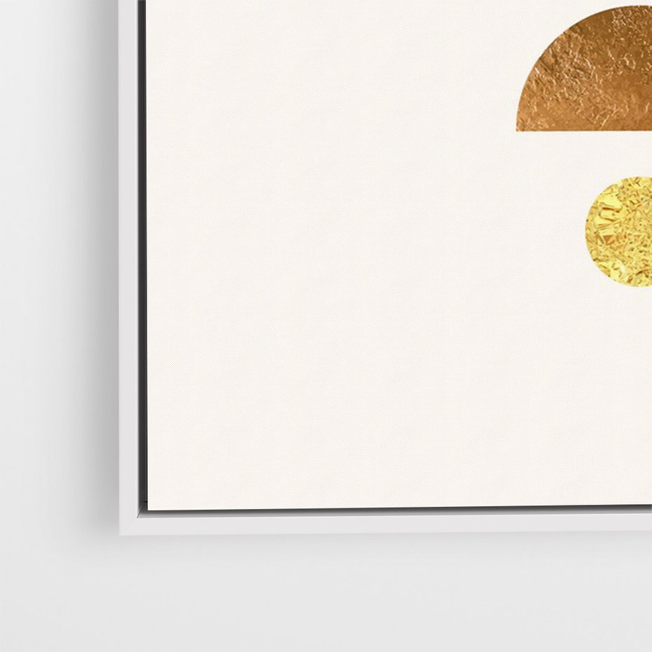 Obraz w ramie 50x70 - Abstrakcyjne Wzory - geometryczne złote kształty, tekstura - rama biała