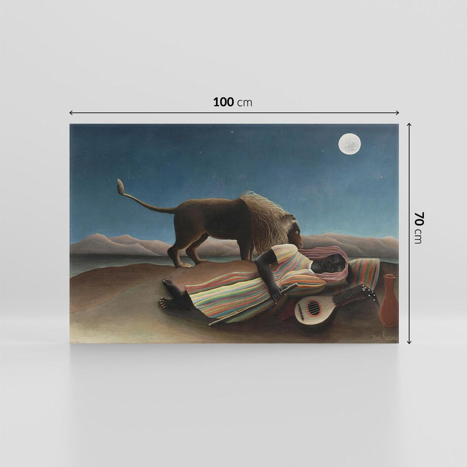 Obraz na płótnie 100x70 - "Sleeping Gypsy" (1897) Henriego Rousseau - Reprodukcja - reprodukcja, obraz na płótnie