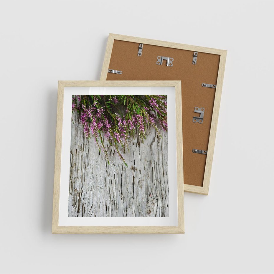 Plakat w ramie 40x50 - Fioletowe Wrzosy - wrzosy, fiolet - rama drewno