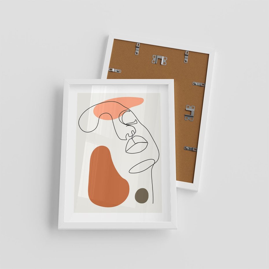 Plakat w ramie 30x40 - Twarz w Geometrycznym Stylu - nowoczesny obraz, grafika - rama biała