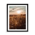 Plakat w ramie 50x70 - Zachwyt zachodem słońca na łące - zachód, słońca - rama czarna