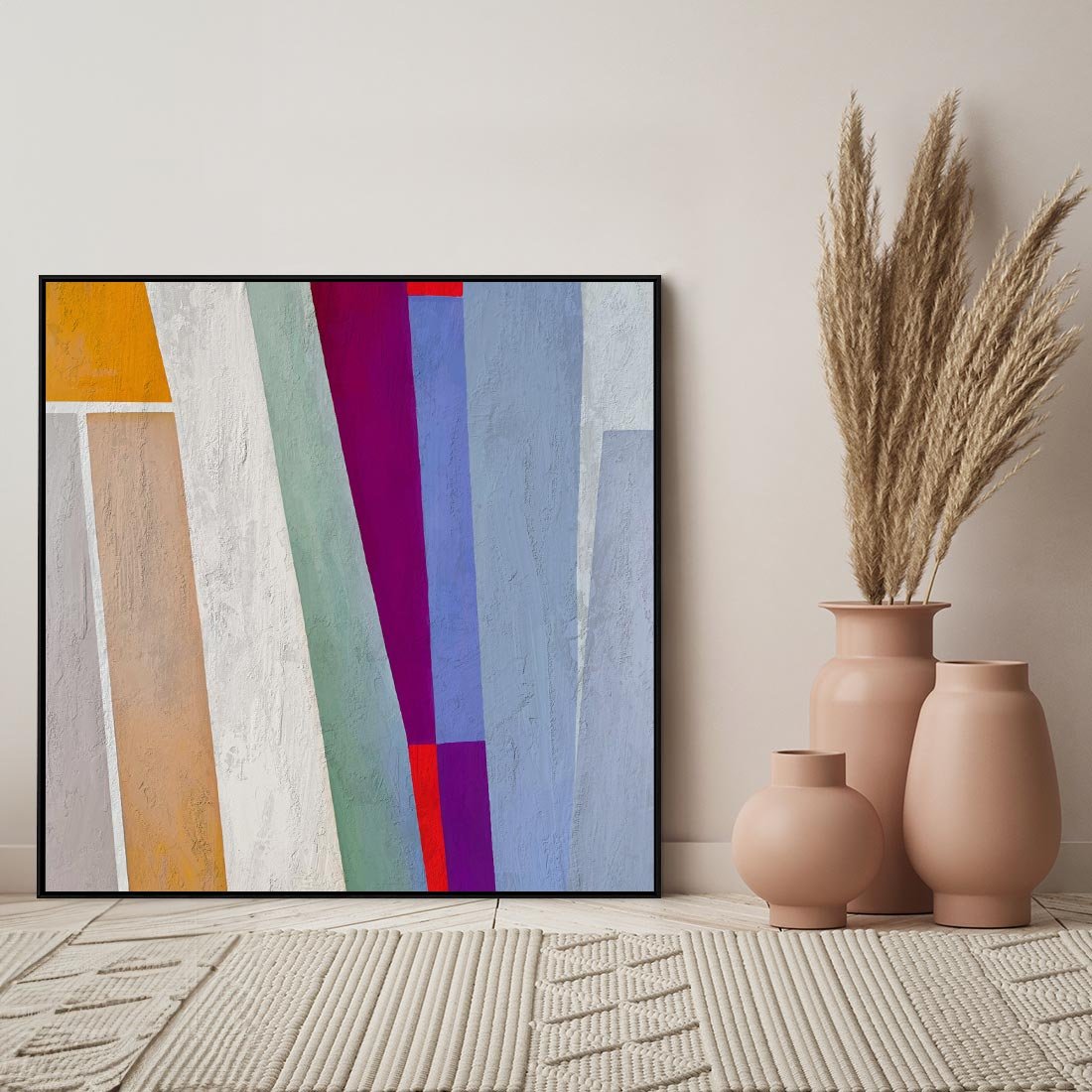 Obraz w ramie 50x50 - Księga Ukrytych Odbić - abstrakcyjne dziwne kształty, olejny obraz - rama czarna