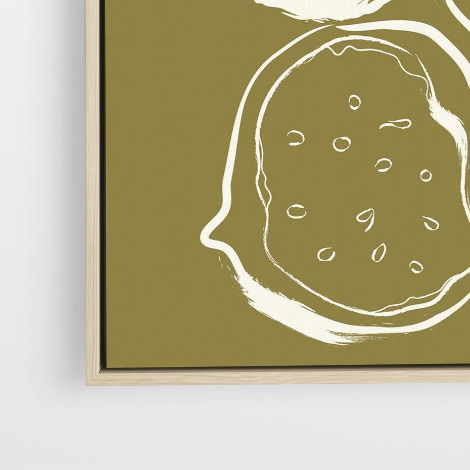 Obraz w ramie 50x50 - Podróżne Barwy - figi, minimalistyczny styl - rama drewno