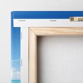Obraz na płótnie 30x30 - Sielska plaża z łodzią na morzu - plaża, morze