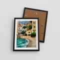 Plakat w ramie 30x40 - Zamieszkajmy Tu - akwarela, śródziemnomorski klimat - rama czarna