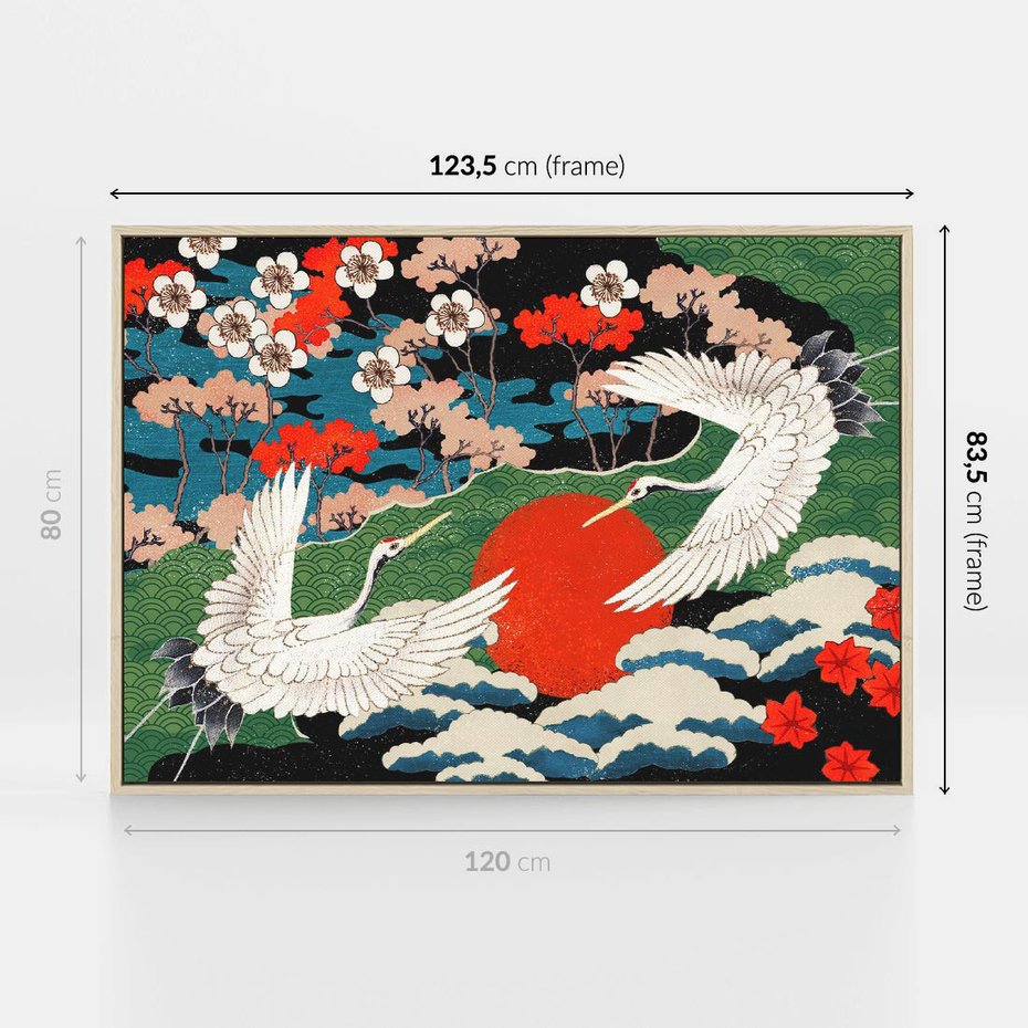 Obraz w ramie 120x80 - Wibracje emocji - sztuka japońska, wyraziste kolory - rama drewno