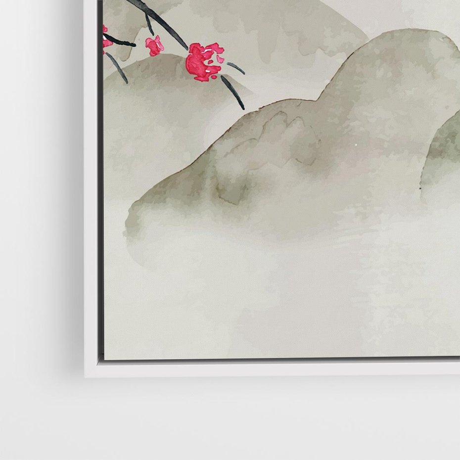 Obraz w ramie 50x50 - Harmonia Japandi - styl japandi, japonia - rama biała