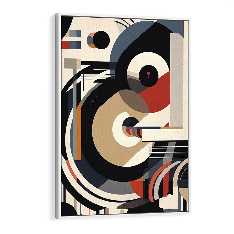 Obraz w ramie 50x70 - Wibracje Marzeń - abstrakcyjny obraz, geometryczne koła - rama biała