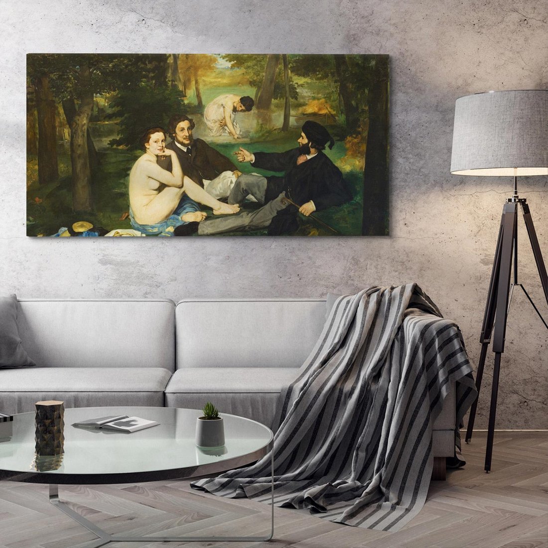 Obraz na płótnie 120x60 - "Śniadanie na trawie" (1863) Edouard Manet - Reprodukcja - reprodukcja, obraz na płótnie