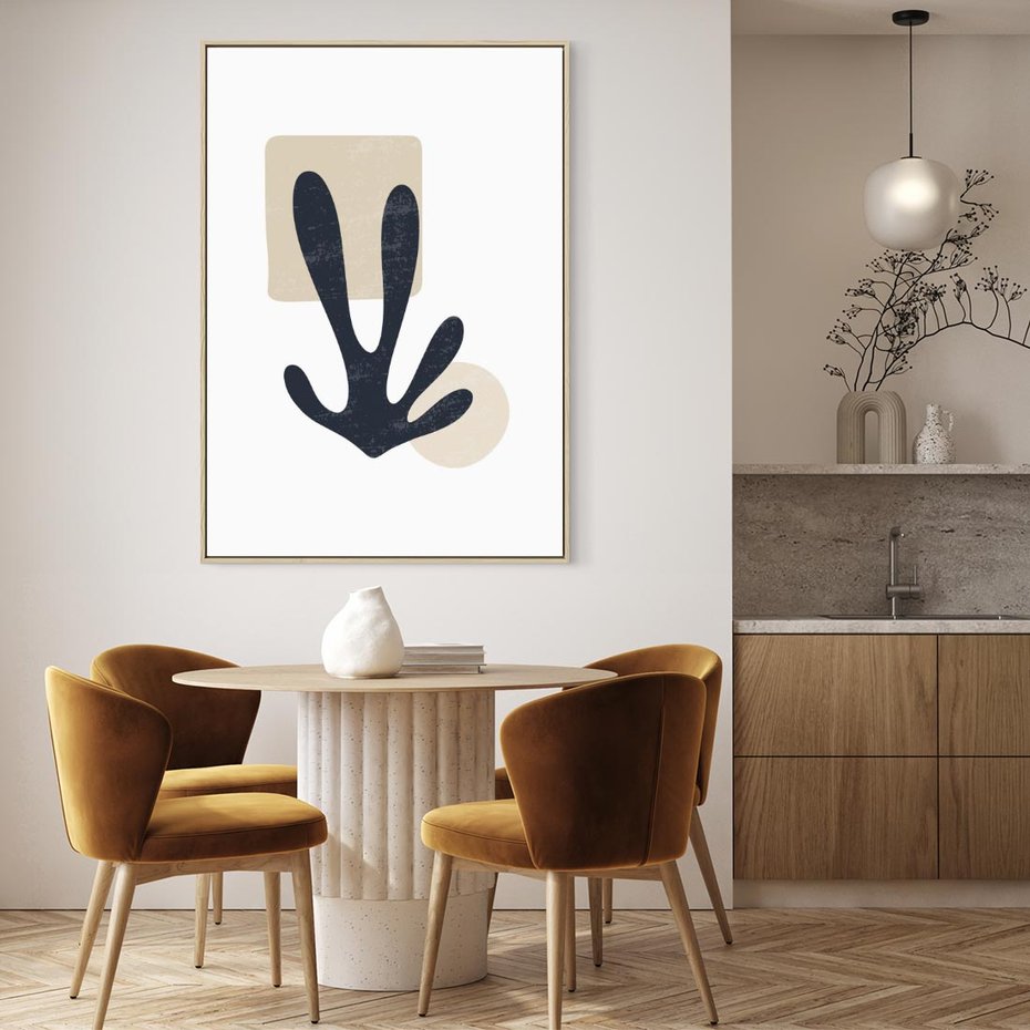 Obraz w ramie 80x120 - Granatowa Odsłona - minimalistyczna nowczesna grafika, styl matisse - rama drewno