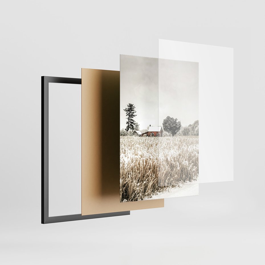 Zestaw obrazy w ramie 30x40 galeria - Rustykalny, tryptyk, klamka, kłódka, domek - rama czarna