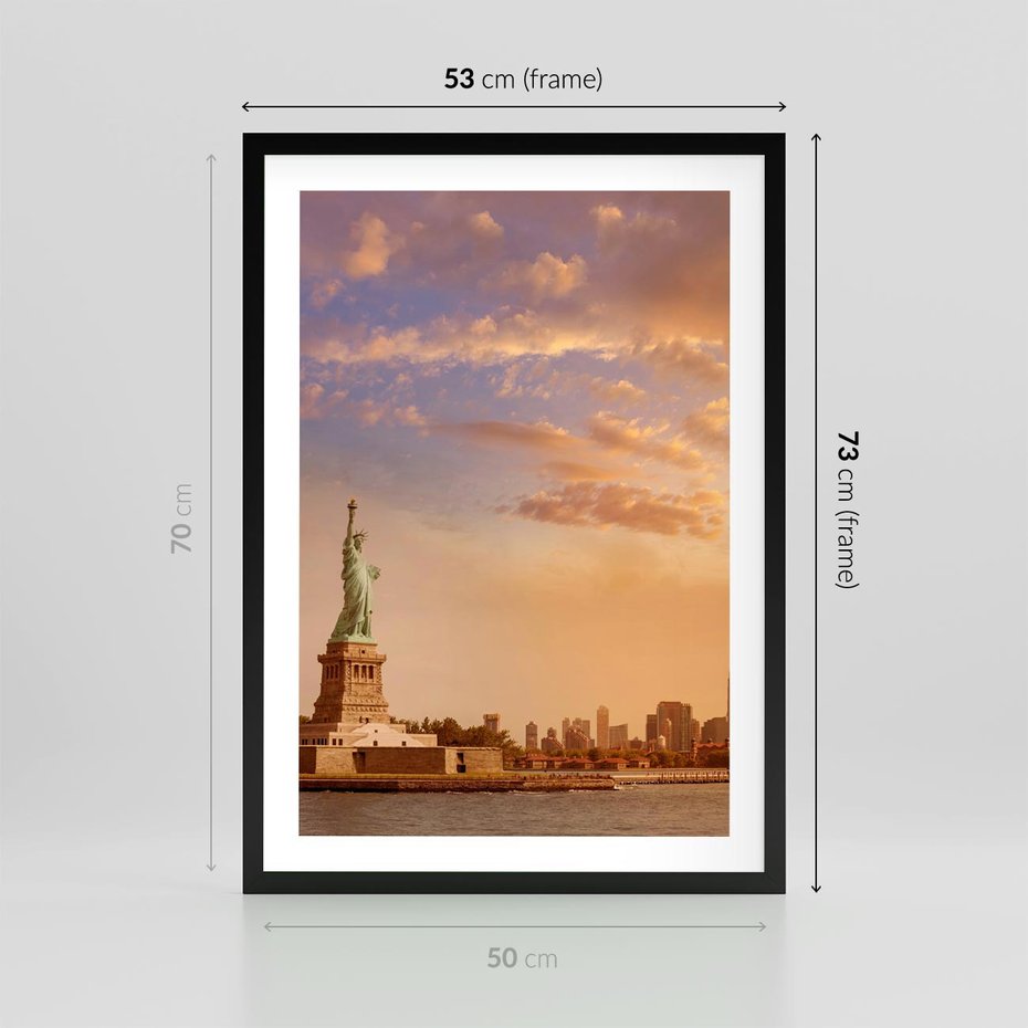 Plakat w ramie 50x70 - Statua wolności w Nowym Jorku - Nowy Jork, statua - rama czarna