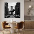 Obraz w ramie 80x80 - Ikona Miasta - Nowy Jork, most - rama biała