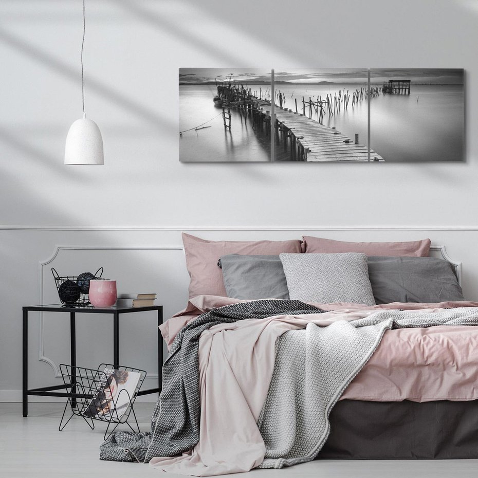 Obraz na płótnie 120x40 - Spokój natury - jezioro, molo