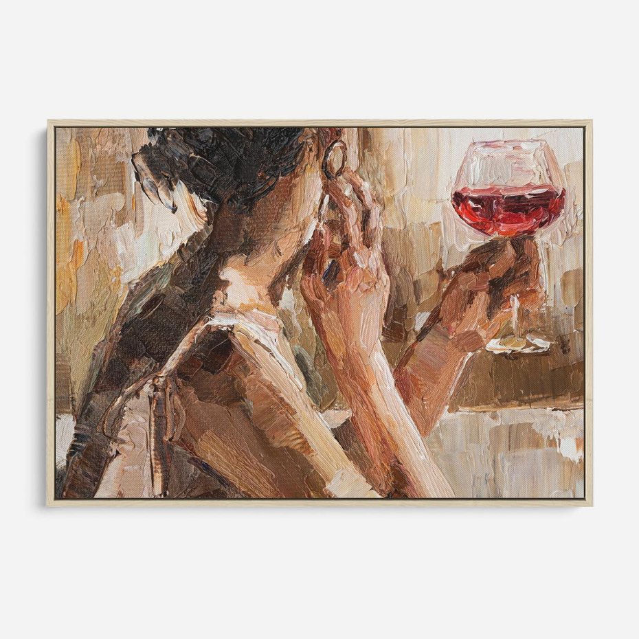 Obraz w ramie 100x70 - Wibracje - portret, kobieta - rama drewno