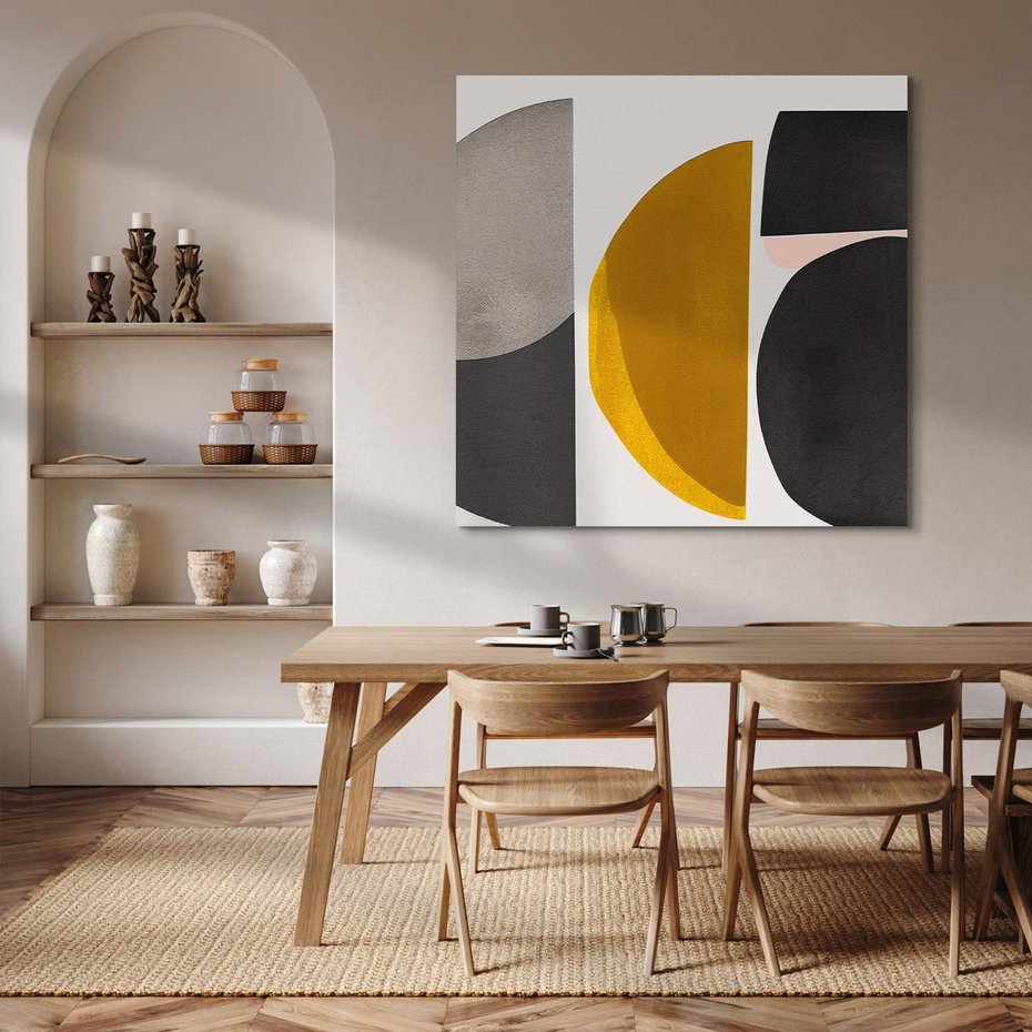 Obraz na płótnie 50x50 - Tajemnice sztuki odkryte - geometryczne półkola, kształty