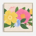 Obraz w ramie 50x50 - Kwiatowy Uśmiech - kwiaty, akwarela - rama drewno