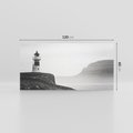 Obraz na płótnie 120x60 - Melancholia Północy - czarnobiała fotografia, nadmorska latarnia na klifie