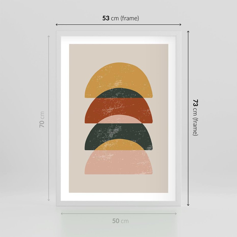 Plakat w ramie 50x70 - Energetyczne Wzory - nowoczesny plakat, abstrakcyjne kształty - rama biała