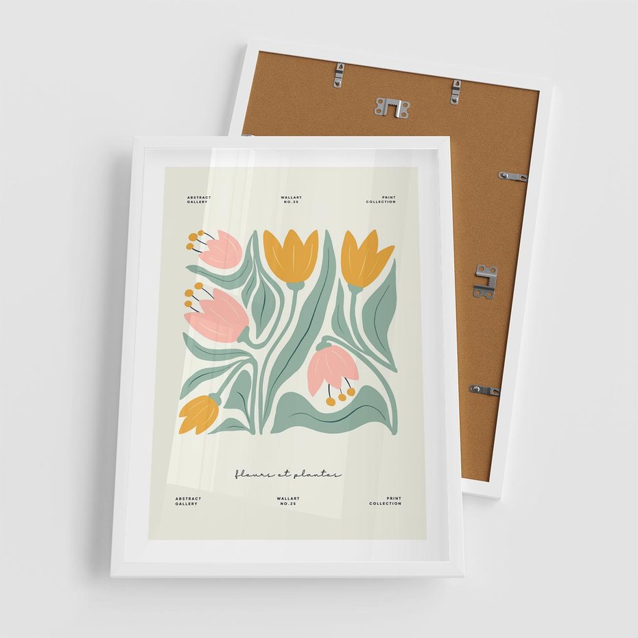 Plakat w ramie 50x70 - Tajemnicza Aura - kwiaty, nowoczesna abstrakcja - rama biała