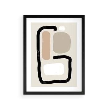 Plakat w ramie 50x70 - Kształtne Formy - geometryczne nieregularne kształty, nowoczesna kompozycja - rama czarna