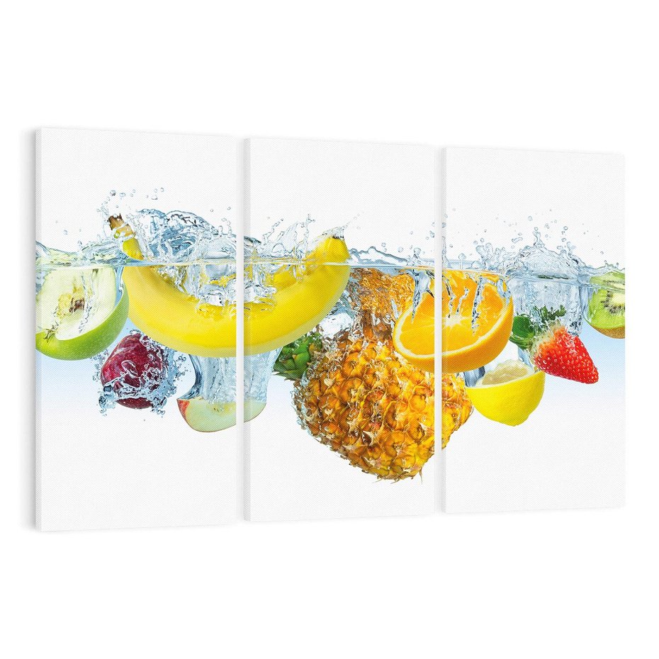 Obraz na płótnie 120x80 - Owoce w tropikalnym klimacie - owoce, woda