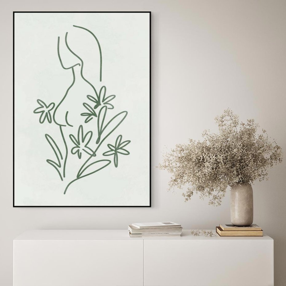 Obraz w ramie 50x70 - Odbicia Zielonego Raju - zielony odcień, abstrakcja - rama czarna