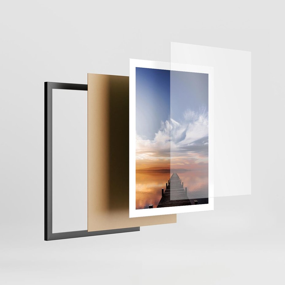 Plakat w ramie 50x70 - Magia Chwili - pomost, zachód - rama czarna