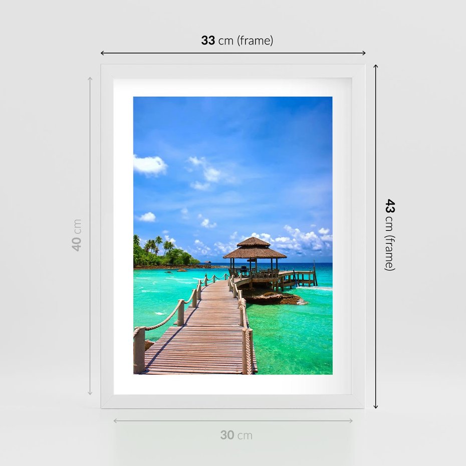 Plakat w ramie 30x40 - Magia tropikalnego oceanu - ocean, tropiki - rama biała