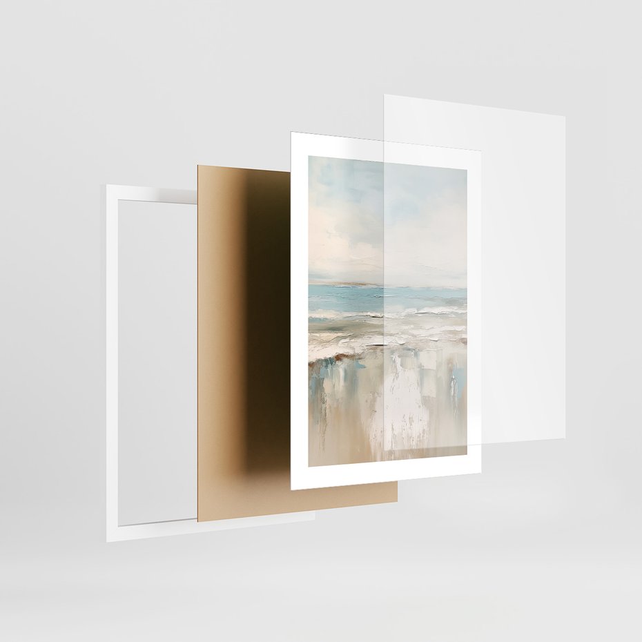 Zestaw obrazy w ramie 50x70 galeria - morze, niebo, akwarela, plaża - rama biała