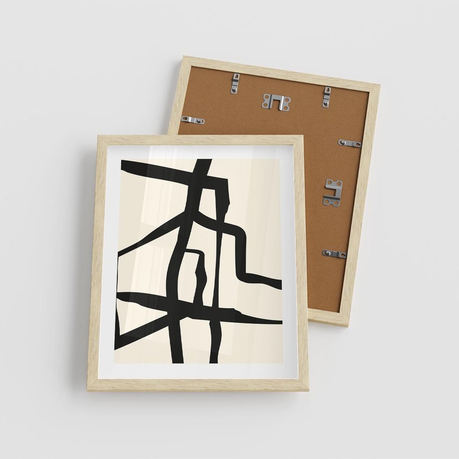 Plakat w ramie 40x50 - Impresje Wymiaru - linie, abstrakcja - rama drewno