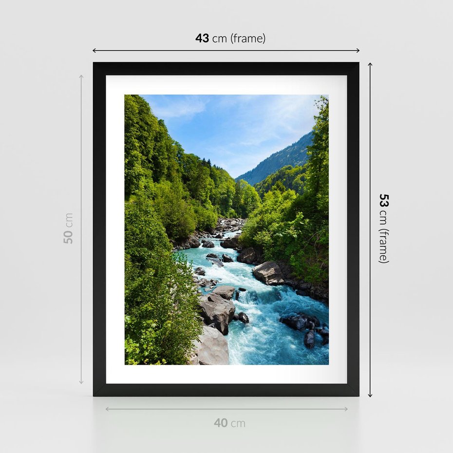 Plakat w ramie 40x50 - Górski strumyk - strumyk, góry - rama czarna